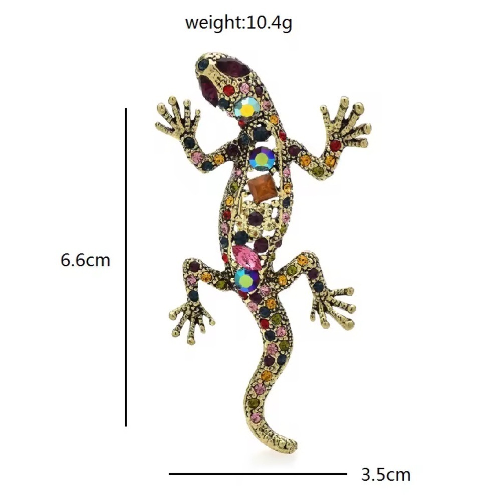 Reptile Multicolor Gemstone Lizard Brooch - Picture 4 of 5